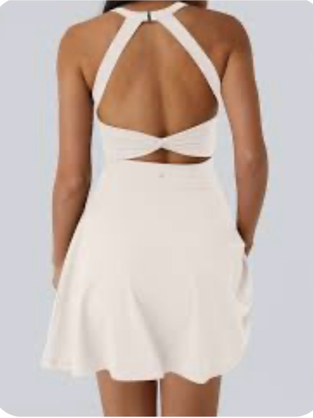 HALARA Women’s White Halter Neck Sleeveless Cut Out Twisted Side Pocket Dress